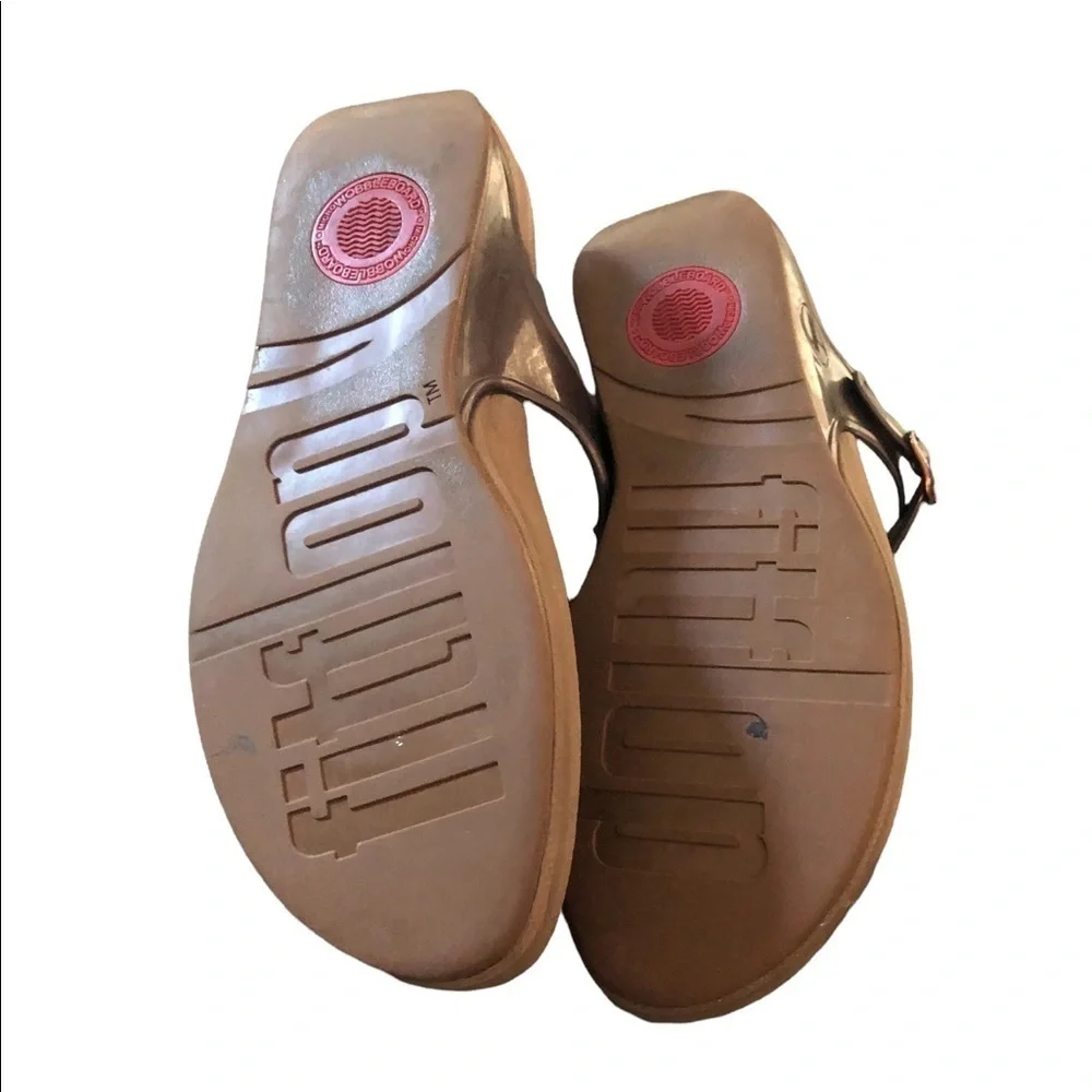 Fitflop Super Jelly Thong Wedge Sandals US 9 Brown Bronze Wedge Comfy Casual